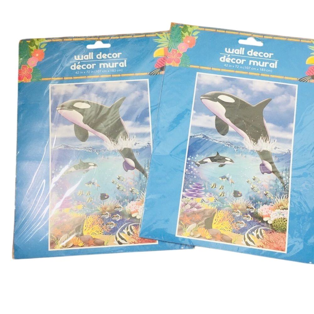 Whale Ocean Wall Murals (Set of 2) 42 x 72 Inches